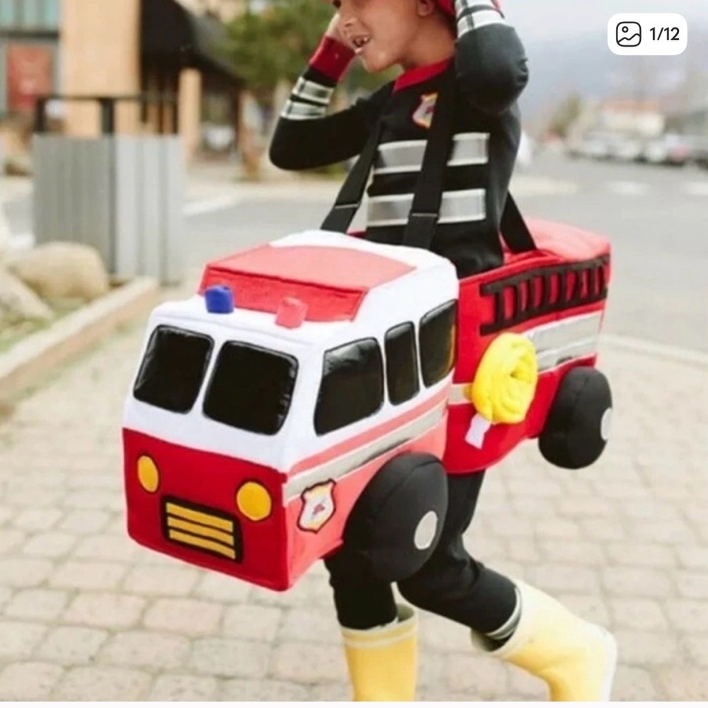 Hanna Andersson Red and White Plush Fire Truck Costume